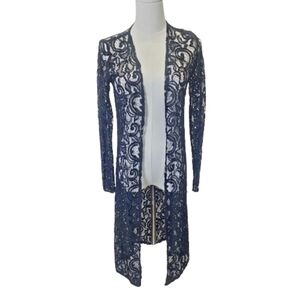 Witchey Goth Black Lace Long Sleeve Long Jacket Style  Cover Up